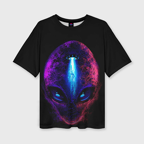 Женская футболка оверсайз UFO alien head / 3D-принт – фото 1