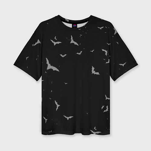 Женская футболка оверсайз Летучие мыши на черном небе / 3D-принт – фото 1