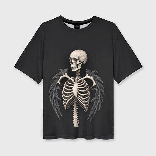 Женская футболка оверсайз Необычный скелет с крыльями / 3D-принт – фото 1