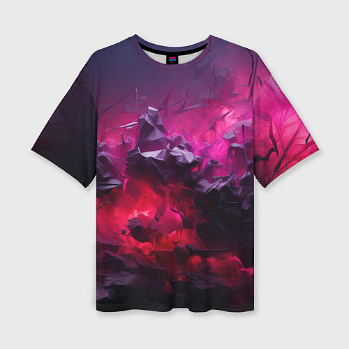 Женская футболка оверсайз Фиолетовые элементы абстракция / 3D-принт – фото 1