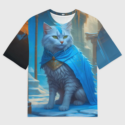 Женская футболка оверсайз Снежный кот / 3D-принт – фото 1