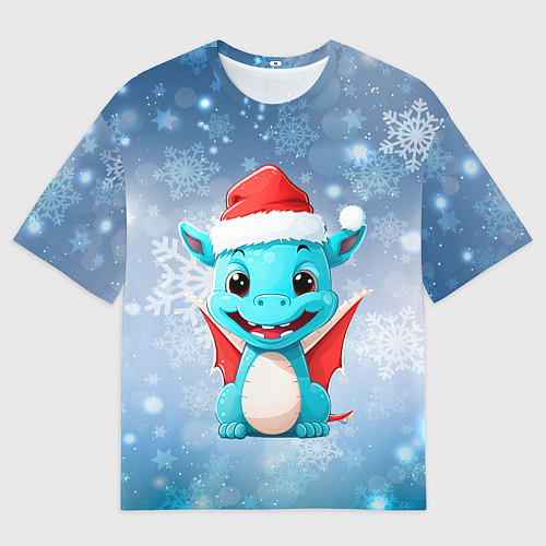 Женская футболка оверсайз Маленький дракошка символ года / 3D-принт – фото 1