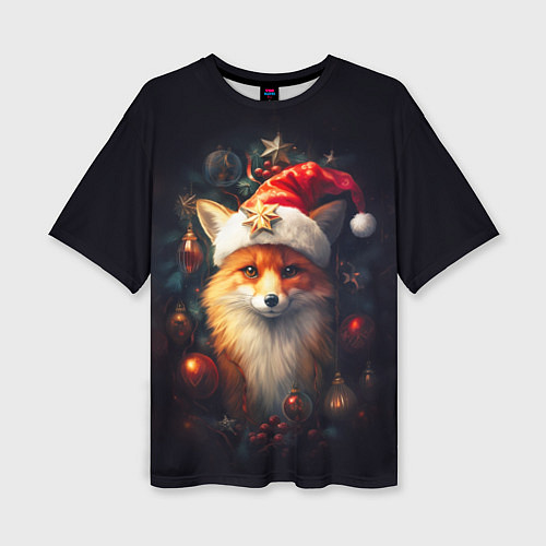 Женская футболка оверсайз New year s fox / 3D-принт – фото 1