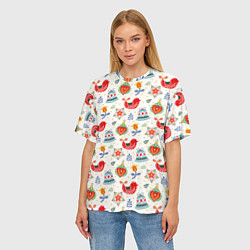 Футболка оверсайз женская Рождественские узоры, цвет: 3D-принт — фото 2