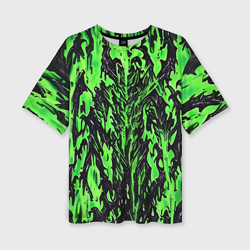 Женская футболка оверсайз Демонический доспех зелёный / 3D-принт – фото 1