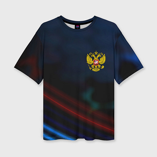 Женская футболка оверсайз Спортивная россия герб / 3D-принт – фото 1