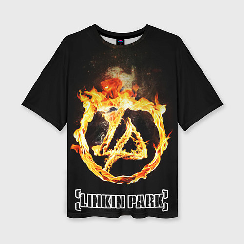 Женская футболка оверсайз Linkin Park - fire logo / 3D-принт – фото 1