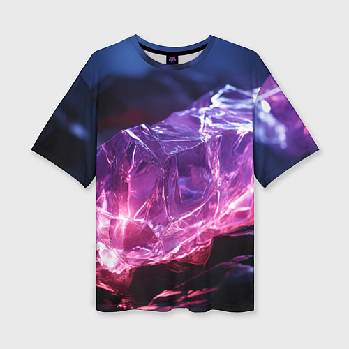 Женская футболка оверсайз Стеклянный камень с фиолетовой подсветкой / 3D-принт – фото 1