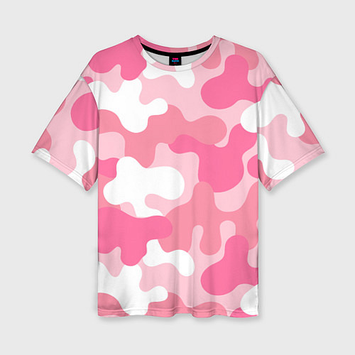 Женская футболка оверсайз Камуфляж розовый / 3D-принт – фото 1