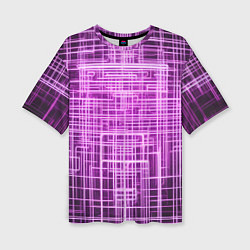 Футболка оверсайз женская Фиолетовые неоновые полосы киберпанк, цвет: 3D-принт