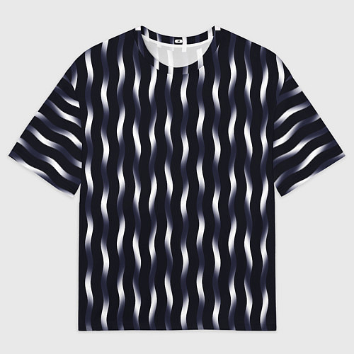 Женская футболка оверсайз Переливающиеся полосы чёрно-фиолетовый / 3D-принт – фото 1