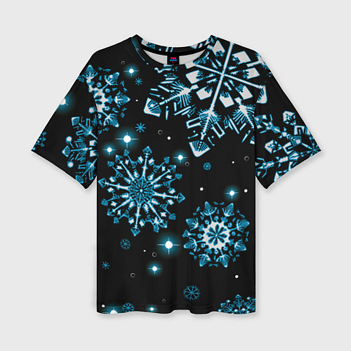 Женская футболка оверсайз Кружение снежинок / 3D-принт – фото 1