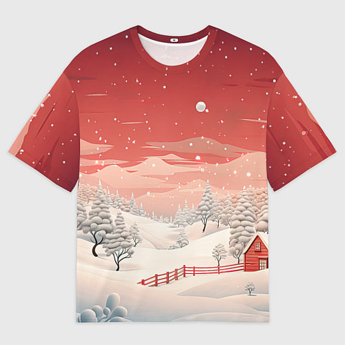 Женская футболка оверсайз Завораживающий зимний пейзаж / 3D-принт – фото 1