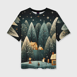 Женская футболка оверсайз Зимняя страна чудес