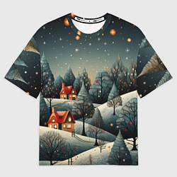 Женская футболка оверсайз Зимние развлечения на природе