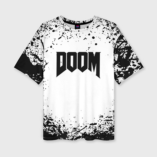 Женская футболка оверсайз Doom black splash / 3D-принт – фото 1