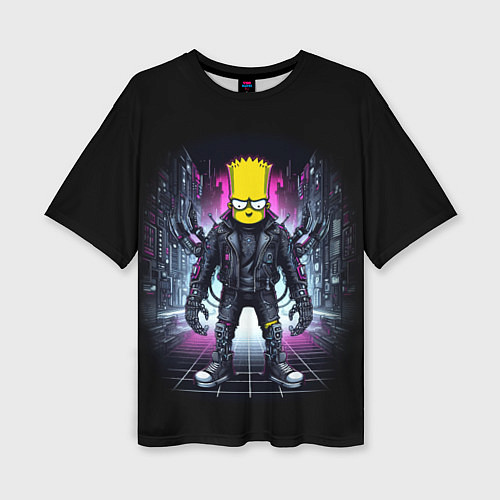 Женская футболка оверсайз Cool Bart Simpson - cyberpunk - ai art / 3D-принт – фото 1