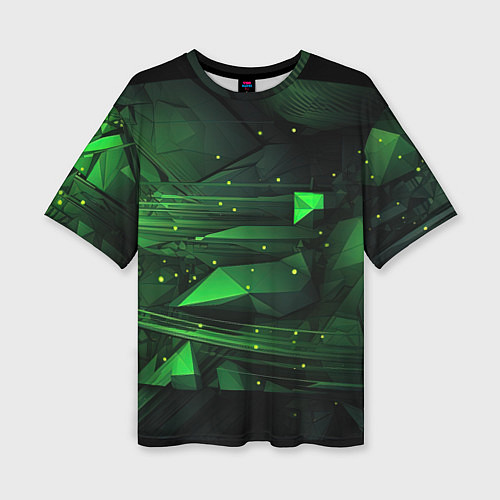 Женская футболка оверсайз Преобразования зеленого в абстракции / 3D-принт – фото 1