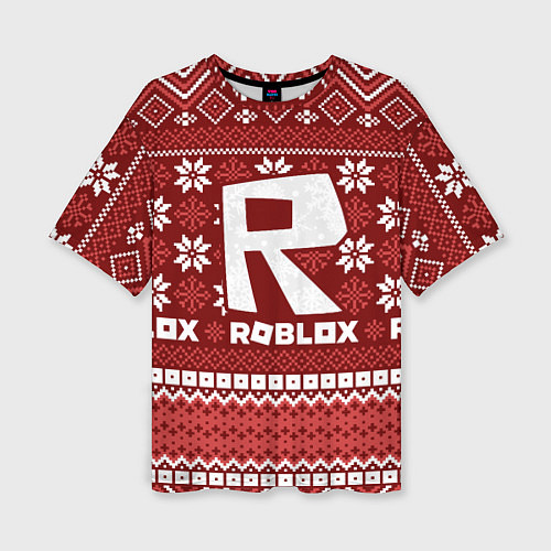 Женская футболка оверсайз Roblox christmas sweater / 3D-принт – фото 1