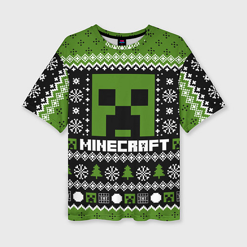 Женская футболка оверсайз Minecraft christmas sweater / 3D-принт – фото 1