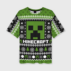 Женская футболка оверсайз Minecraft christmas sweater
