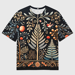 Женская футболка оверсайз Зимняя вязь