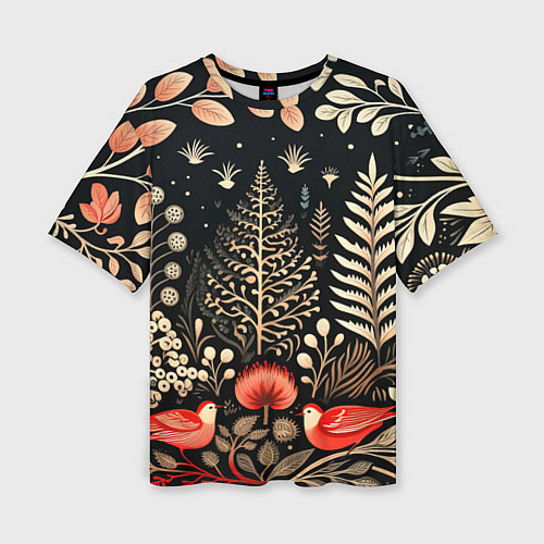 Женская футболка оверсайз Елочные узоры нового года / 3D-принт – фото 1