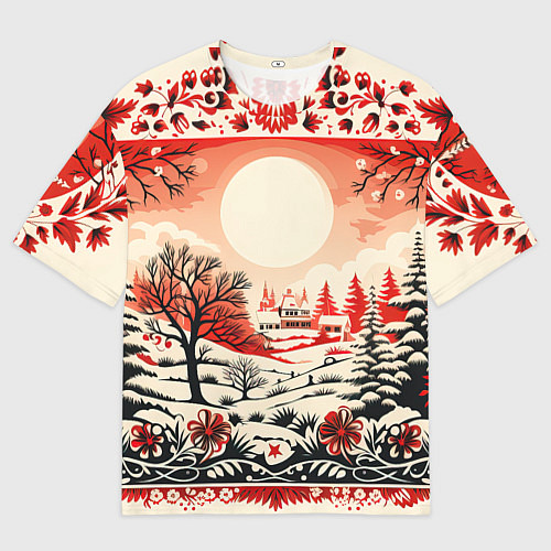 Женская футболка оверсайз Новогодние орнаменты / 3D-принт – фото 1