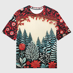 Женская футболка оверсайз Зимнее кружево