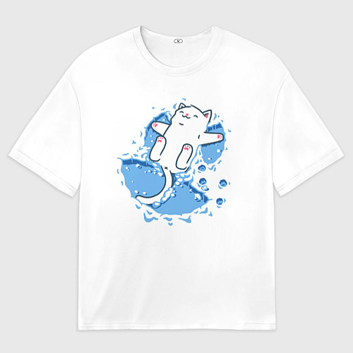 Женская футболка оверсайз Снежный кото-ангел / 3D-принт – фото 1