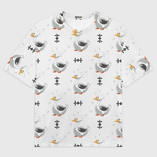 Женская футболка оверсайз Гусь и фигуры / 3D-принт – фото 1