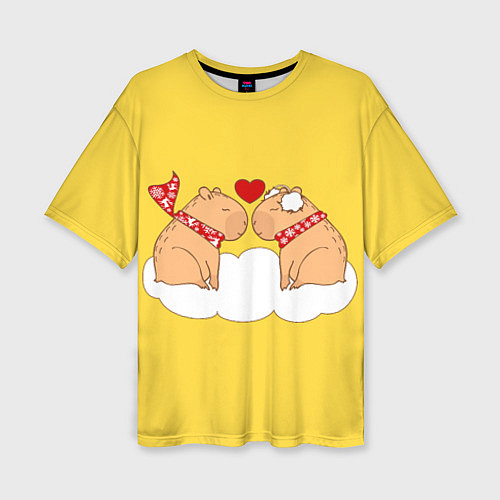 Женская футболка оверсайз Влюбленный капибара / 3D-принт – фото 1