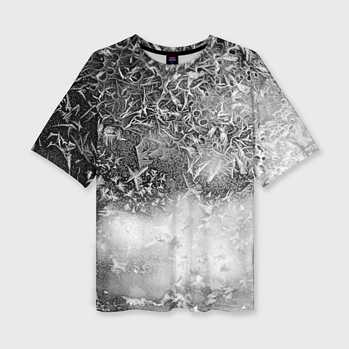 Женская футболка оверсайз Серый лёд и снежинки / 3D-принт – фото 1