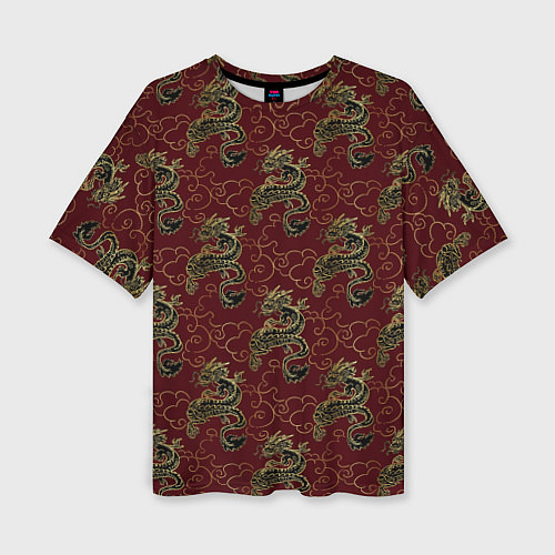 Женская футболка оверсайз Азиатский стиль дракона / 3D-принт – фото 1