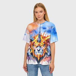 Футболка оверсайз женская Серьезный оранжевый робот акварель, цвет: 3D-принт — фото 2