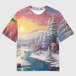 Женская футболка оверсайз Сказочное сияние нового года