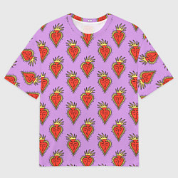 Женская футболка оверсайз Причудливые сердца