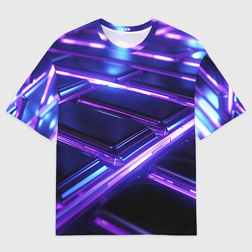 Женская футболка оверсайз Фиолетовые неоновые плиты / 3D-принт – фото 1