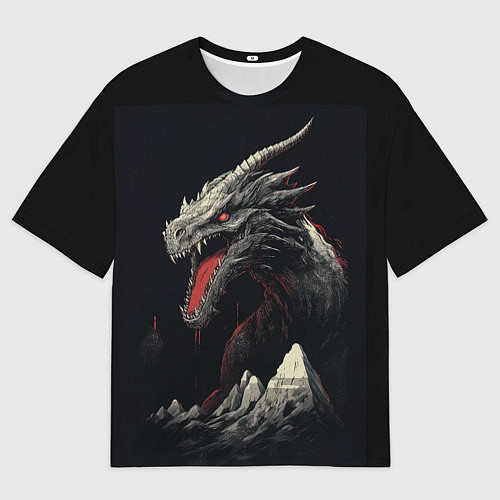 Женская футболка оверсайз Дракон морозных узоров / 3D-принт – фото 1