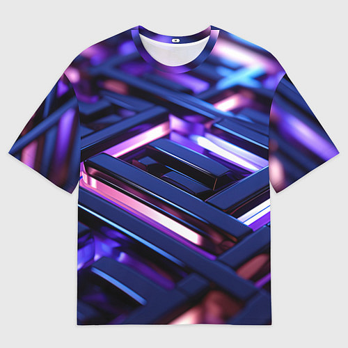 Женская футболка оверсайз Фиолетовые неоновые конструкции / 3D-принт – фото 1