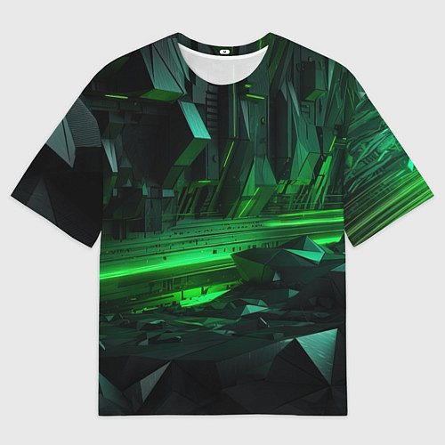 Женская футболка оверсайз Глубина зеленого абстракта / 3D-принт – фото 1