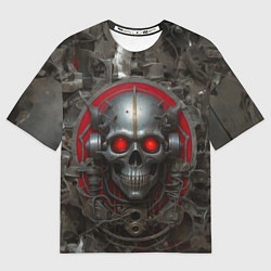 Женская футболка оверсайз Металлический череп