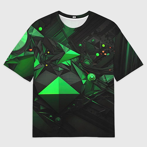 Женская футболка оверсайз Абстрактный лабиринт зелени / 3D-принт – фото 1