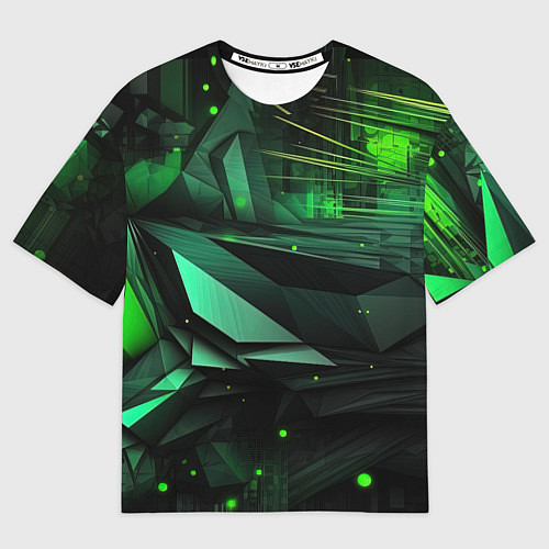 Женская футболка оверсайз Мир абстрактной зелени / 3D-принт – фото 1