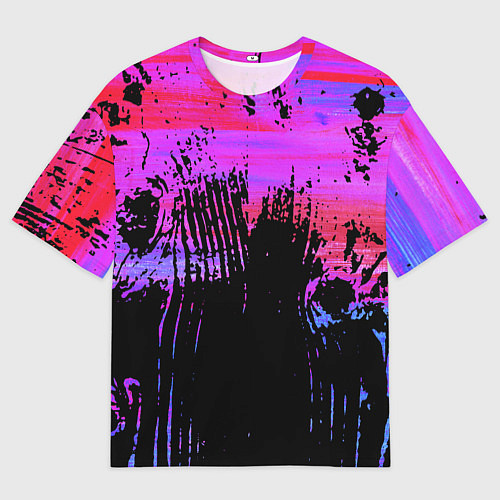 Женская футболка оверсайз Розово синий сочный гранж / 3D-принт – фото 1