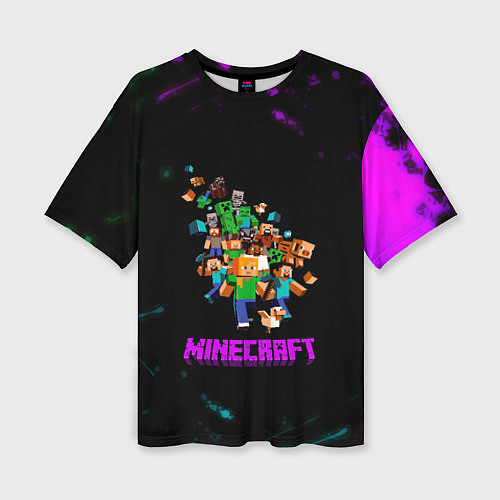 Женская футболка оверсайз Minecraft neon краски / 3D-принт – фото 1