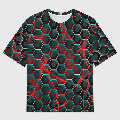 Женская футболка оверсайз Нано шестиугольник / 3D-принт – фото 1