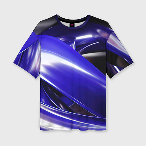 Женская футболка оверсайз Blue black abstract / 3D-принт – фото 1