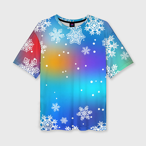 Женская футболка оверсайз Снегопад на Новый год / 3D-принт – фото 1