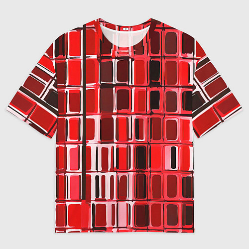 Женская футболка оверсайз Красные прямоугольники / 3D-принт – фото 1